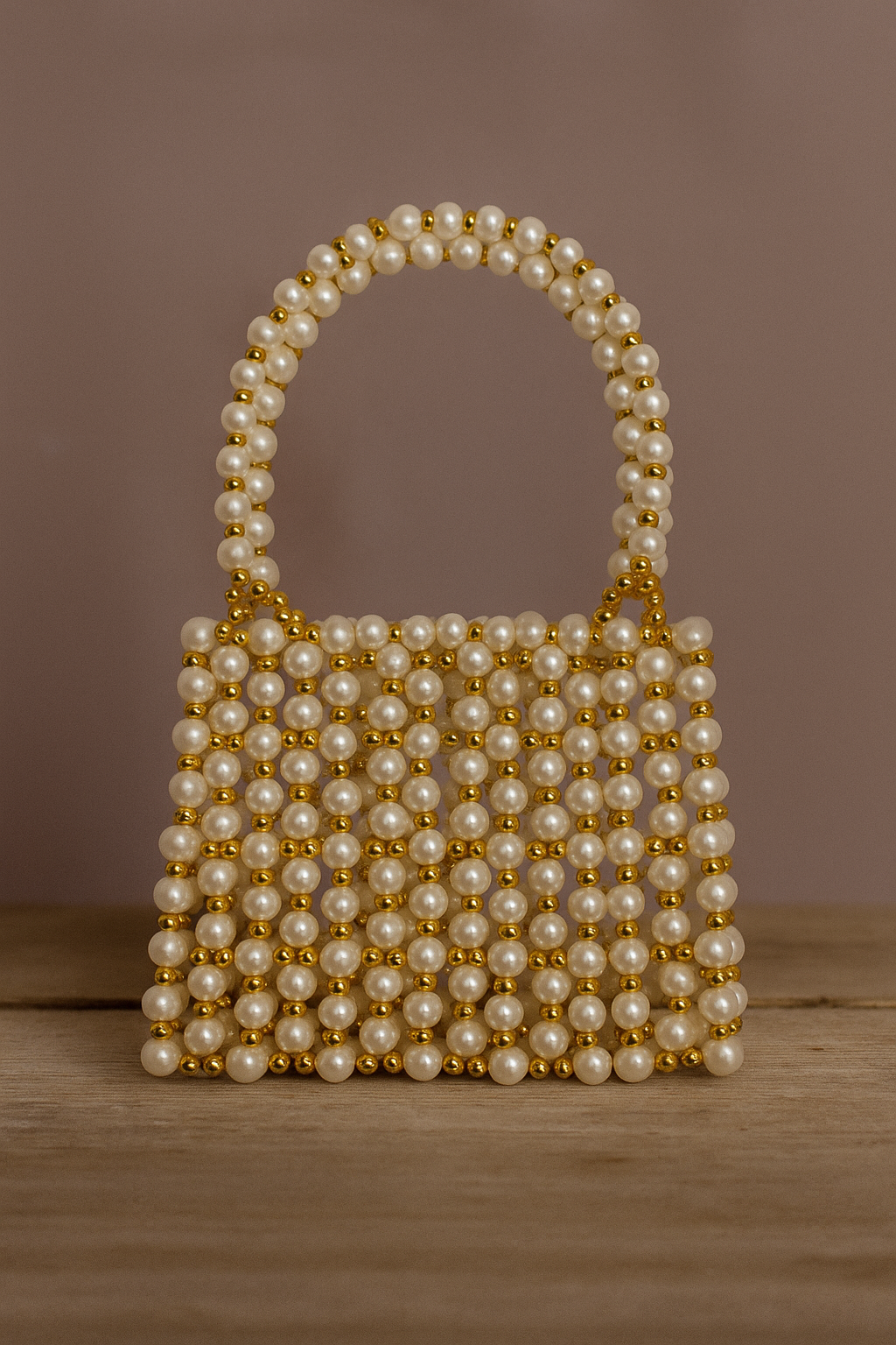 Handmade Pearl And Gold Stone Bag