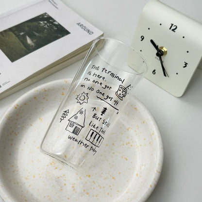 Minimal Doodle Iced Coffee Glass