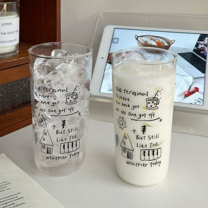Minimal Doodle Iced Coffee Glass