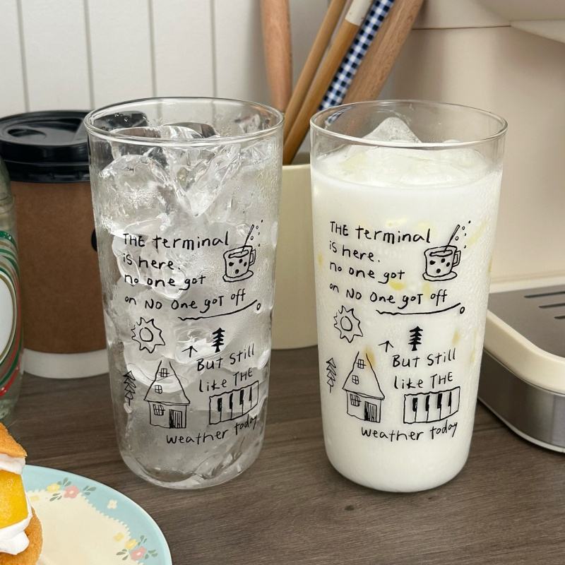 Minimal Doodle Iced Coffee Glass