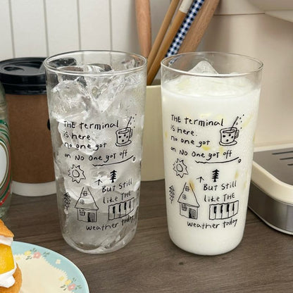 Minimal Doodle Iced Coffee Glass