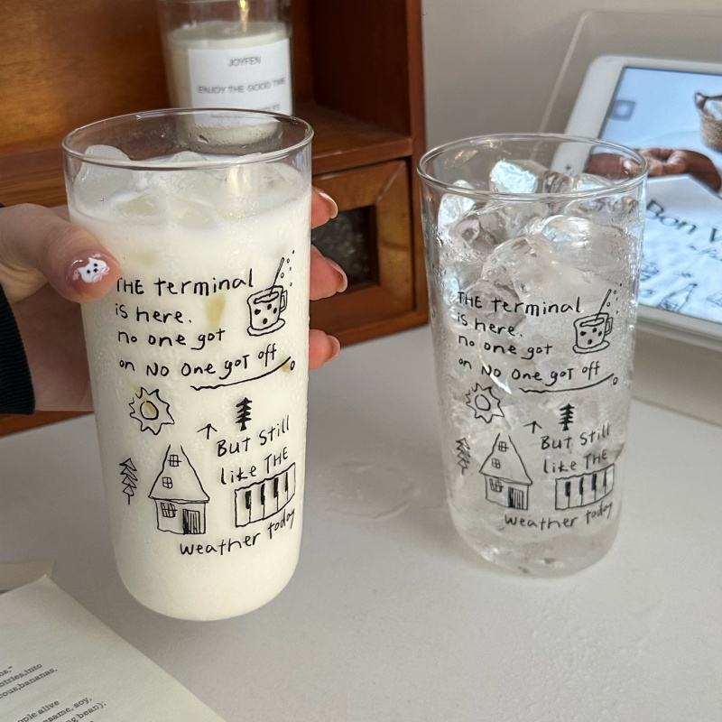 Minimal Doodle Iced Coffee Glass