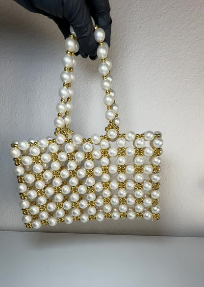 Handmade Pearl And Gold Stone  Bag